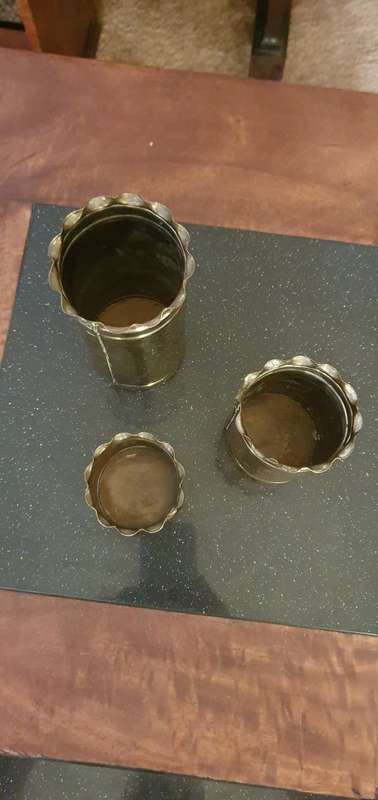 3 X Small Brass Planters