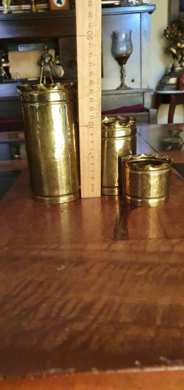 3 X Small Brass Planters
