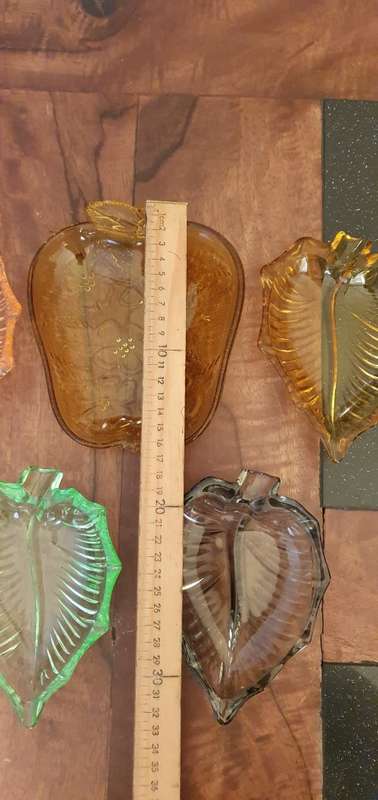 Stunning Set of Coloured Glass Trinket / Sweetie Dishes.