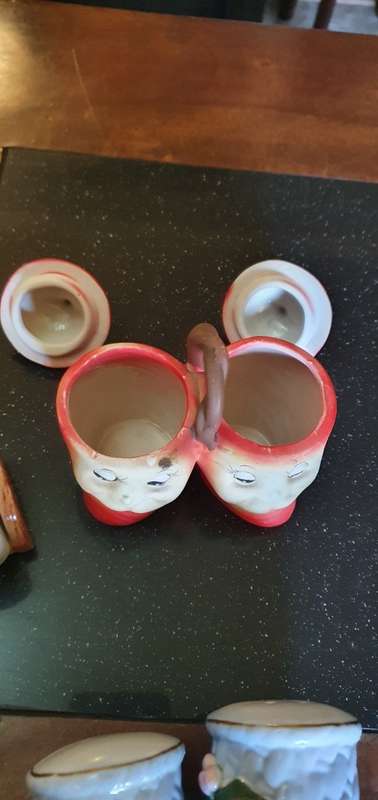 Assorted Salt and Pepper Shakers and Jam Pot