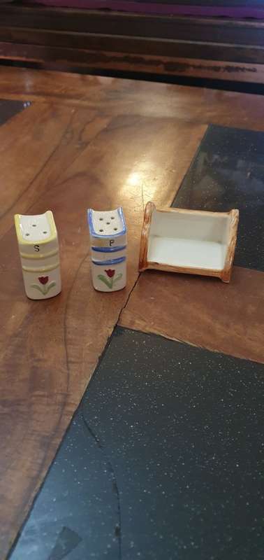 Assorted Salt and Pepper Shakers and Jam Pot