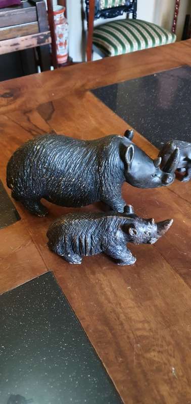 Stunning Heavy Hand Carved Stone Rhinos plus an extra