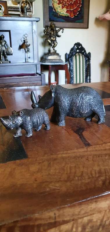 Stunning Heavy Hand Carved Stone Rhinos plus an extra