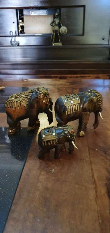 Three Beautiful Hand Carved Elephants