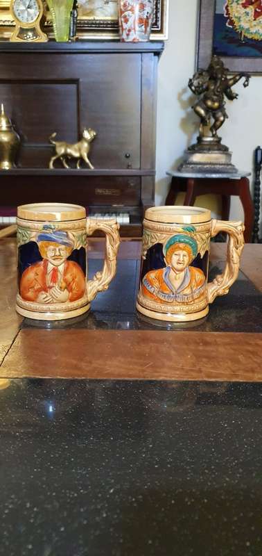 Two Stunning Vintage German Beer Steins