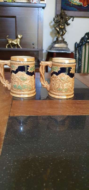 Two Stunning Vintage German Beer Steins