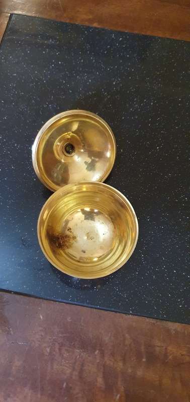 Gorgeous 8 cm tall Lidded Brass Bowl
