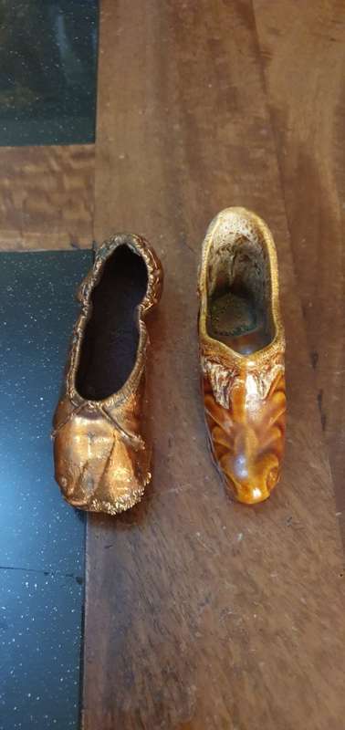 Vintage Copper Ballerina Shoe + a Porcelain Shoe