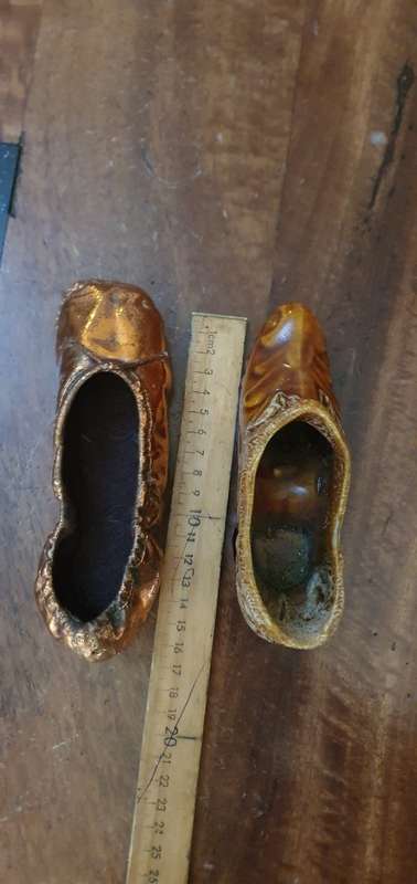 Vintage Copper Ballerina Shoe + a Porcelain Shoe