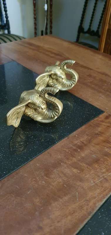 Two Brass Elephant Wall Mount Figurines