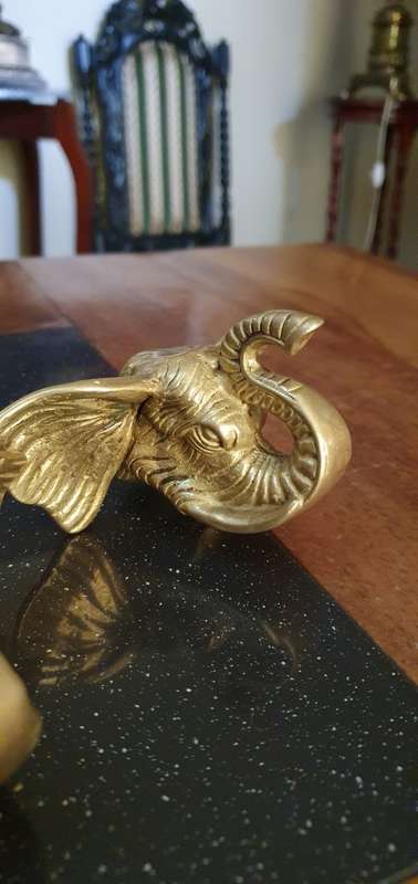 Two Brass Elephant Wall Mount Figurines