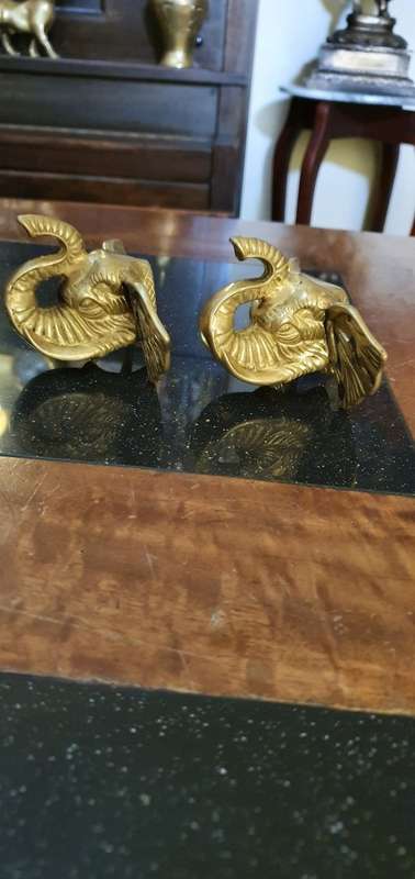 Two Brass Elephant Wall Mount Figurines