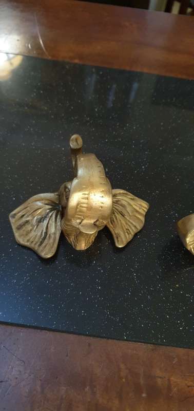 Two Brass Elephant Wall Mount Figurines