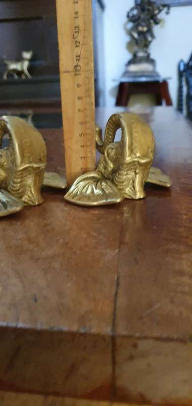 Two Brass Elephant Wall Mount Figurines