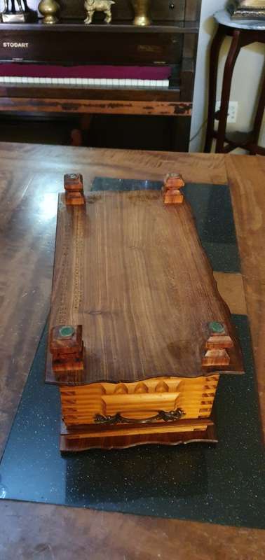 Stunning Vintage Jewellery Box, Made from Kiaat, Swarthout and Dennehout
