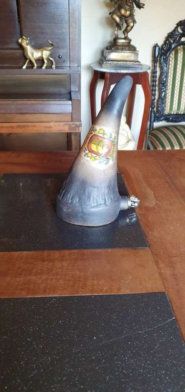 Porcelain Rhino Horn Liqueur  Bottle With Metal Rhino Stopper*