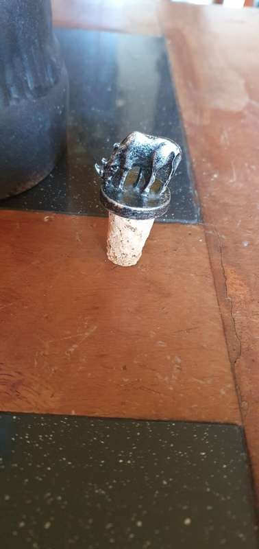 Porcelain Rhino Horn Liqueur  Bottle With Metal Rhino Stopper*