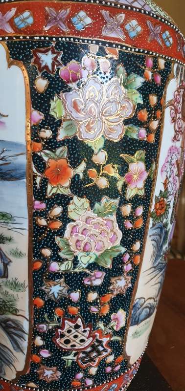 Beautiful Large 46 cm Tall Vintage  Satsuma Porcelain Vase