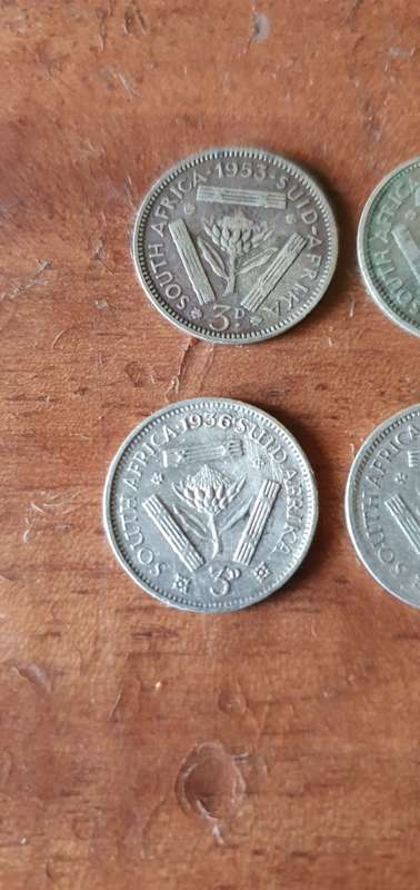 South African 3 D Coins 1936-1955