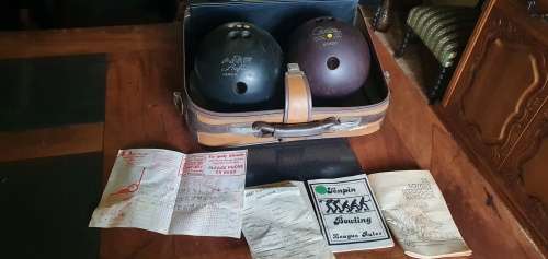Vintage Bowling Balls in Suitcase