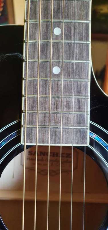 Beautiful Sanchez Hand Made Acoustic Guitar On Stand