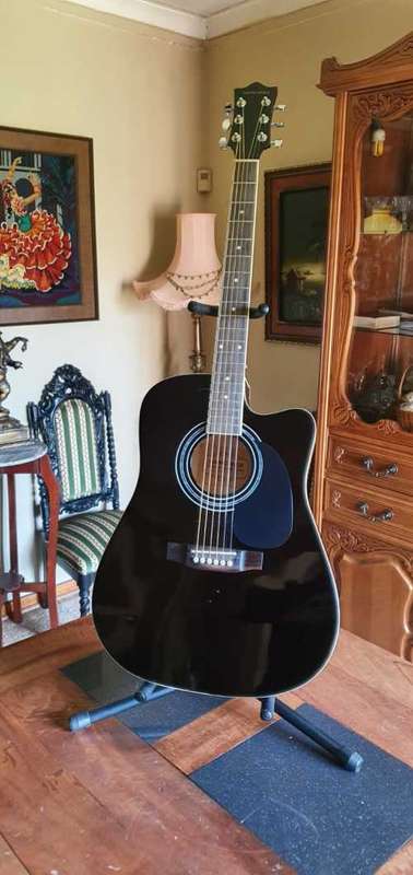Beautiful Sanchez Hand Made Acoustic Guitar On Stand