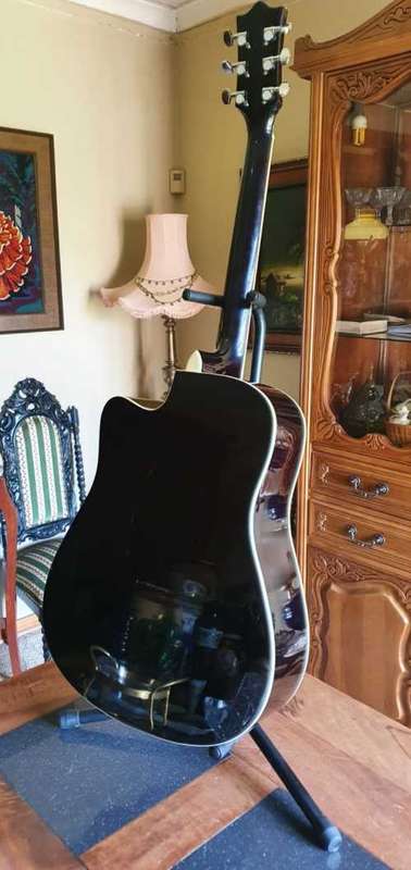 Beautiful Sanchez Hand Made Acoustic Guitar On Stand