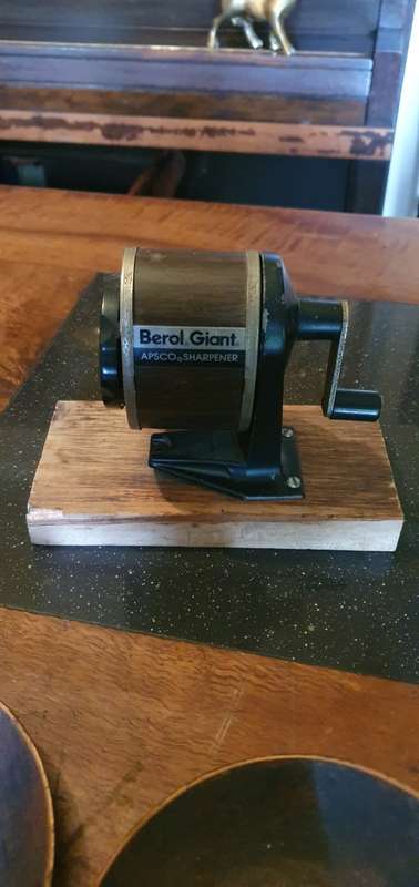 Vintage Pencil Sharpener & Two Vintage Candle Stick Holders