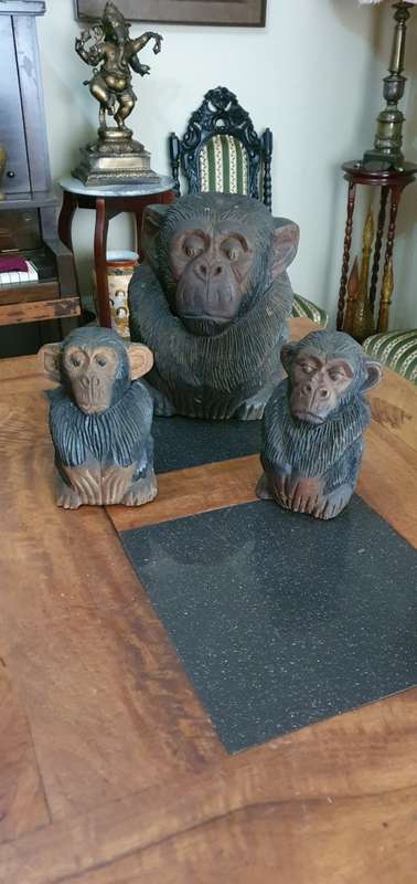 Three Monkey Figurine Containers