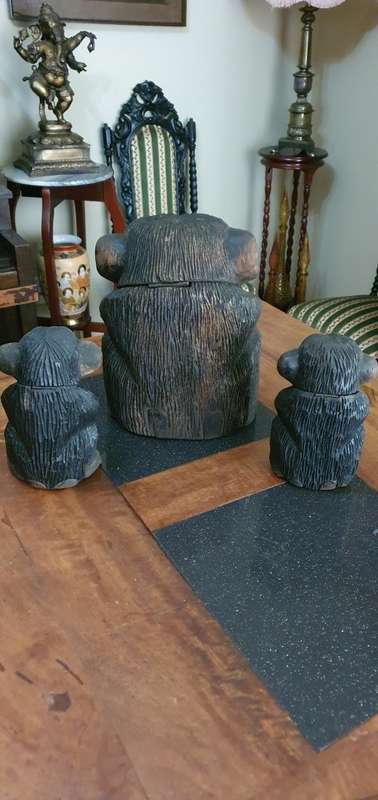 Three Monkey Figurine Containers