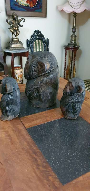 Three Monkey Figurine Containers