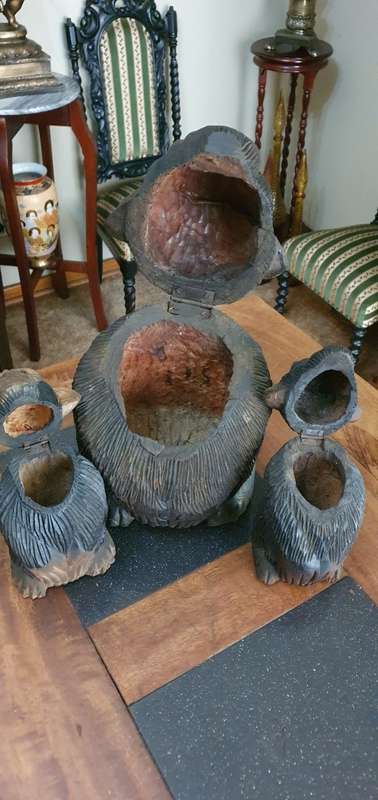 Three Monkey Figurine Containers