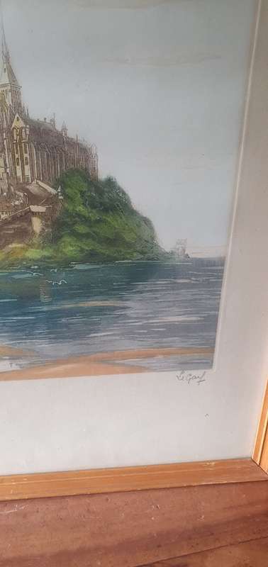 Beautiful  Authentic Le Garf Etching Mont St Michel