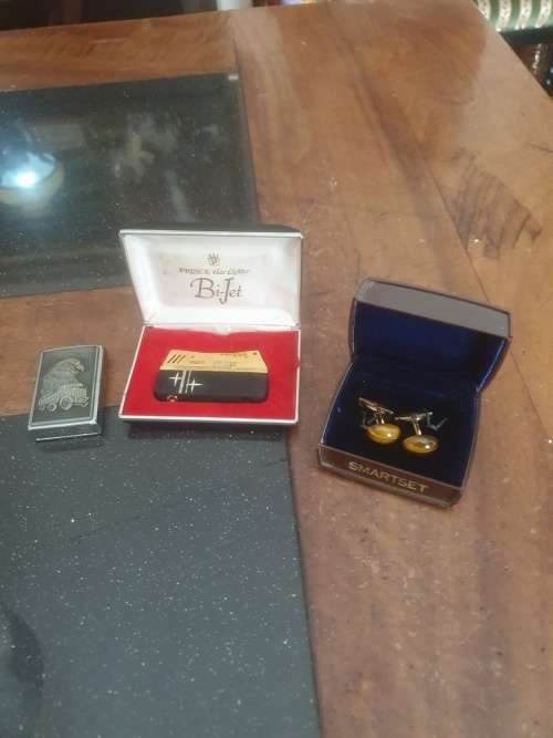 Prince Bi-Jet Lighter & Vintage Tigers Eye Men`s Cuffs + Star Lighter