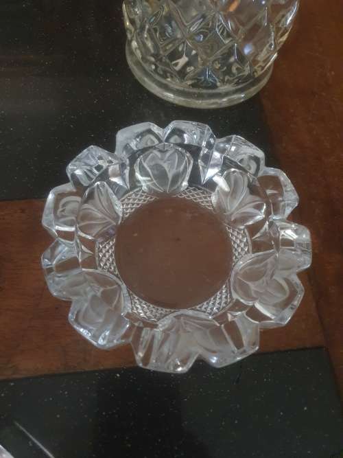 Stunning Molded Sweetie Jar & Beautiful Modern Crystal Ashtrays & A Delft Mug