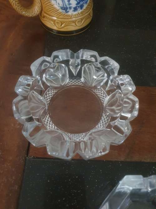 Stunning Molded Sweetie Jar & Beautiful Modern Crystal Ashtrays & A Delft Mug