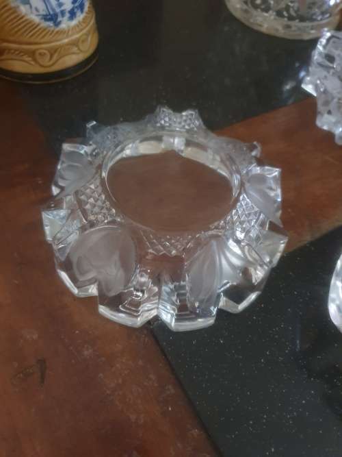 Stunning Molded Sweetie Jar & Beautiful Modern Crystal Ashtrays & A Delft Mug