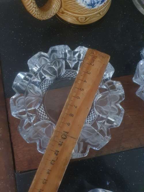 Stunning Molded Sweetie Jar & Beautiful Modern Crystal Ashtrays & A Delft Mug