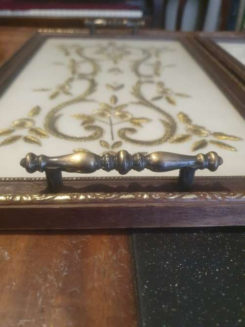 Two Stunning Embroidered Trays