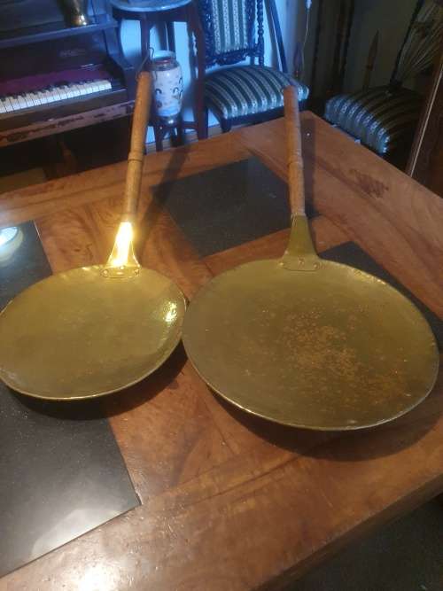 Two Extremely Large Brass Pans