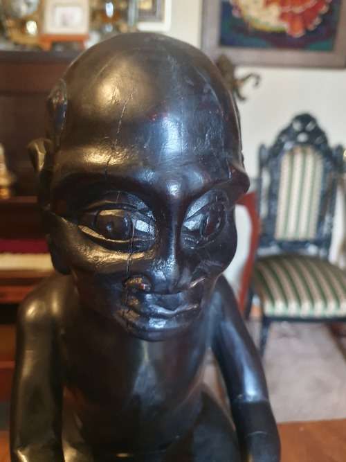 Stunning & Unique Large 50.5cm African Wood Carving With Hidden Bowl Under The Drummer