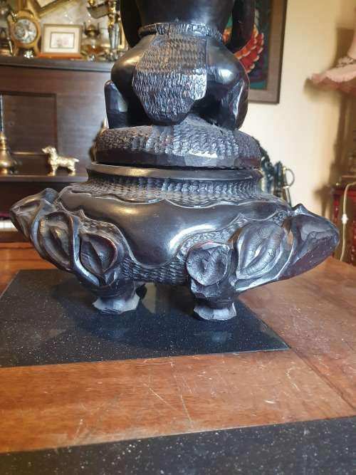Stunning & Unique Large 50.5cm African Wood Carving With Hidden Bowl Under The Drummer