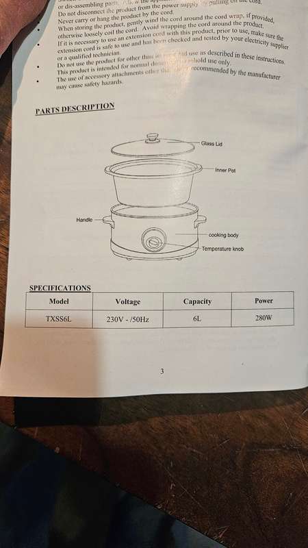 Tedelex  6Litre Oval Slow Cooker. Unused!