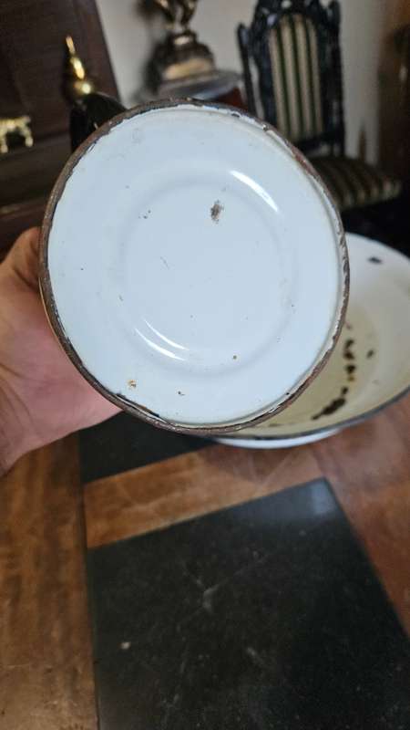 Vintage Enamel Basin & Jug