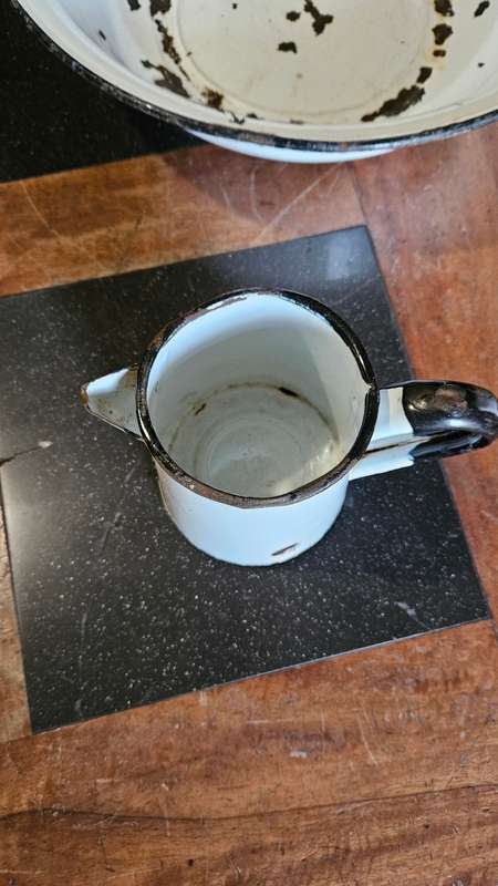 Vintage Enamel Basin & Jug