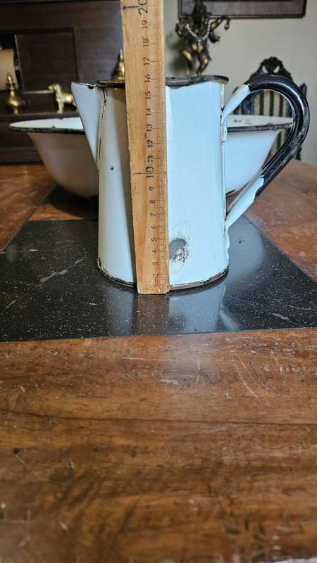 Vintage Enamel Basin & Jug