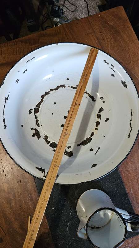 Vintage Enamel Basin & Jug