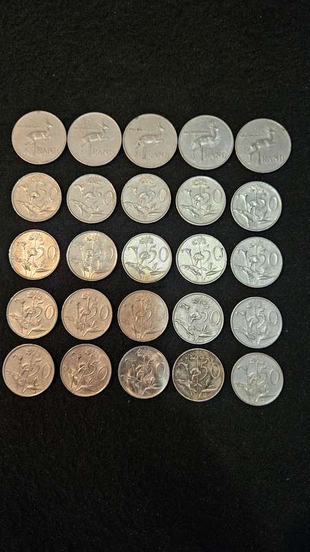 South African R1 Coins Plus 50 cent Coins