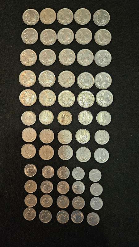 South African 20 Cent, 10 Cent & 5 Cent Coins Lot
