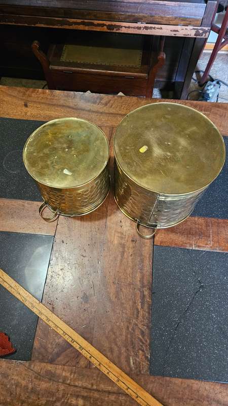 Two Large Brass Planters